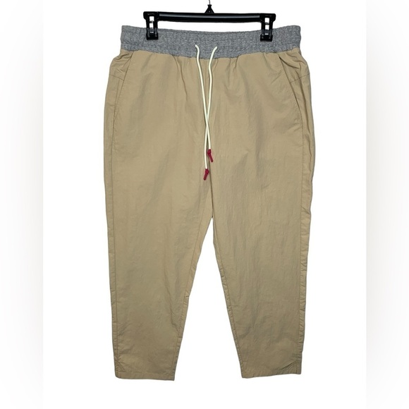 NWOT Johnny Was Calme Pants Mix Nylon Taper Leg Sweatpants Beige Size Large - Picture 1 of 12